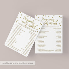 Unique Baby Shower Game Candy Bar Match Gold Confetti