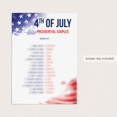 4th of July Party Quiz for Adults Printable