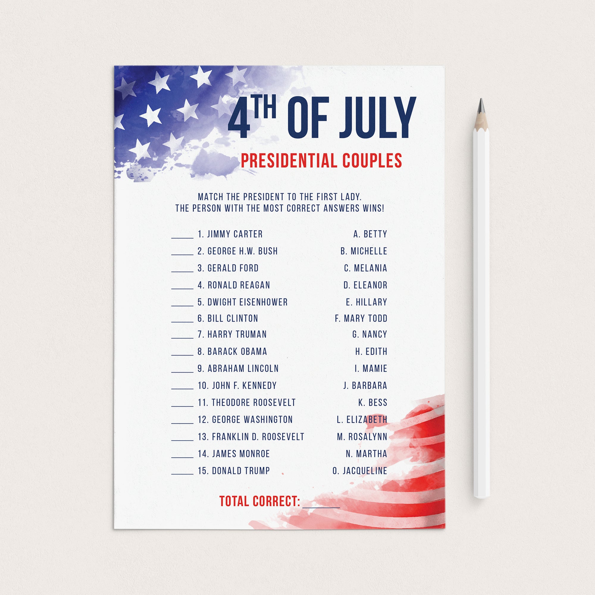 4th of July Party Quiz for Adults Printable by LittleSizzle