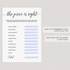 Minimal virtual baby shower game template by LittleSizzle