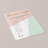 Pink, Mint and Gold The Price is Right Printable