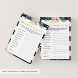 Floral Baby Shower Game Price is Right Navy and Gold
