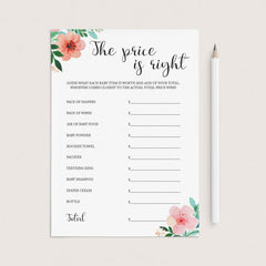Printable price is right game for girl baby shower by LittleSizzle