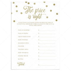 The Price is Right game cards for gender neutral baby shower by LittleSizzle