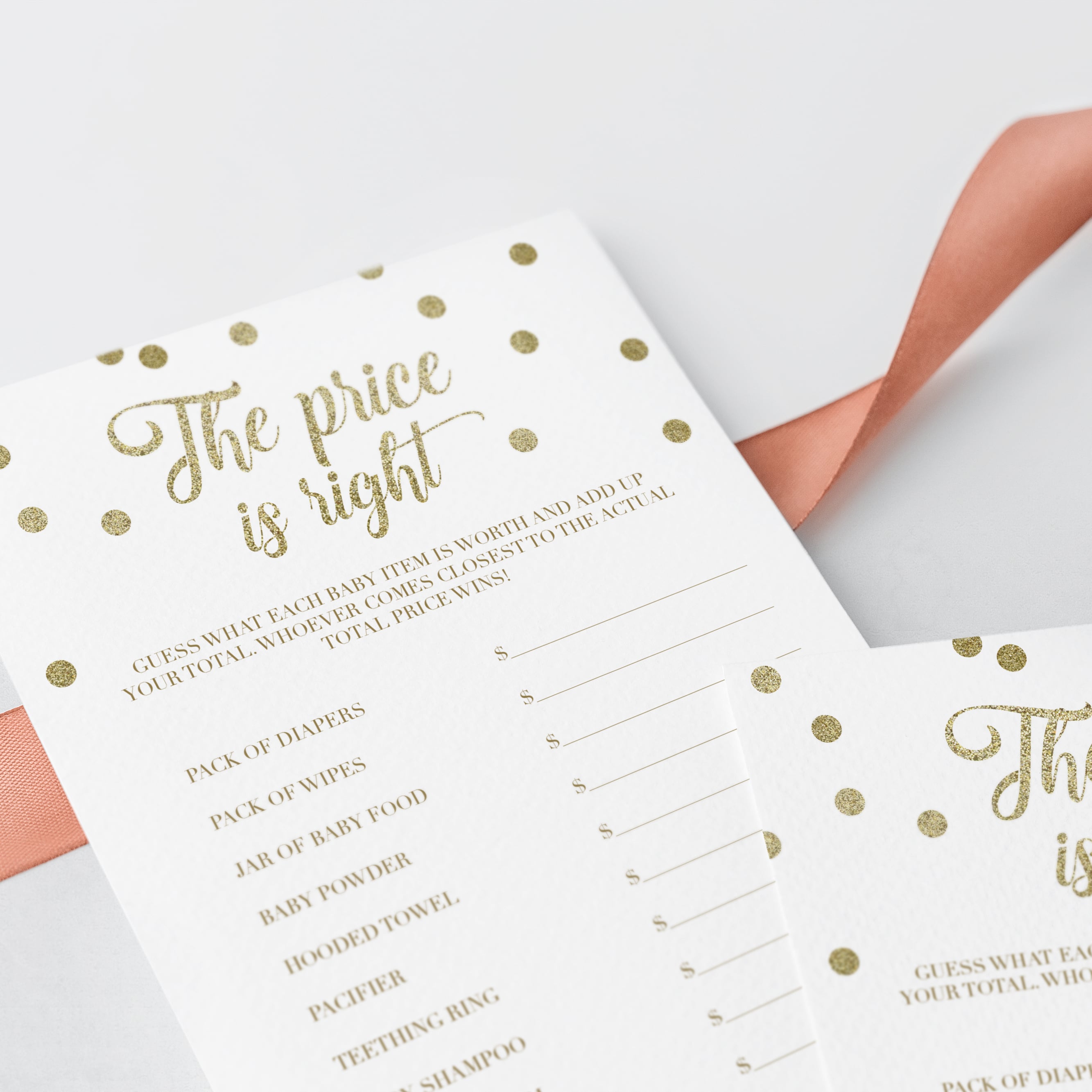 Price is right game for gold themed baby shower by LittleSizzle