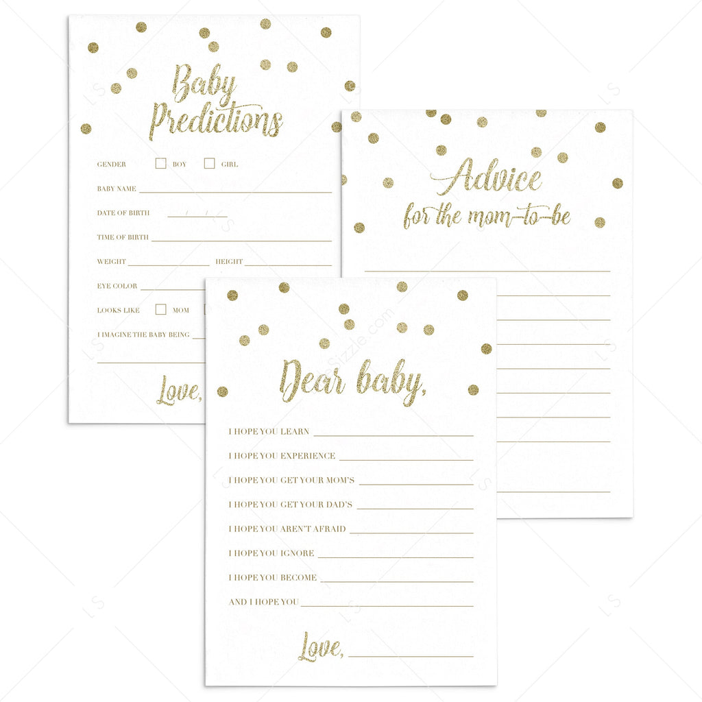 Virtual & Printable Baby Shower Keepsakes Gold Confetti | Instant ...