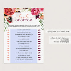 Editable bridal shower games floral theme by LittleSizzle