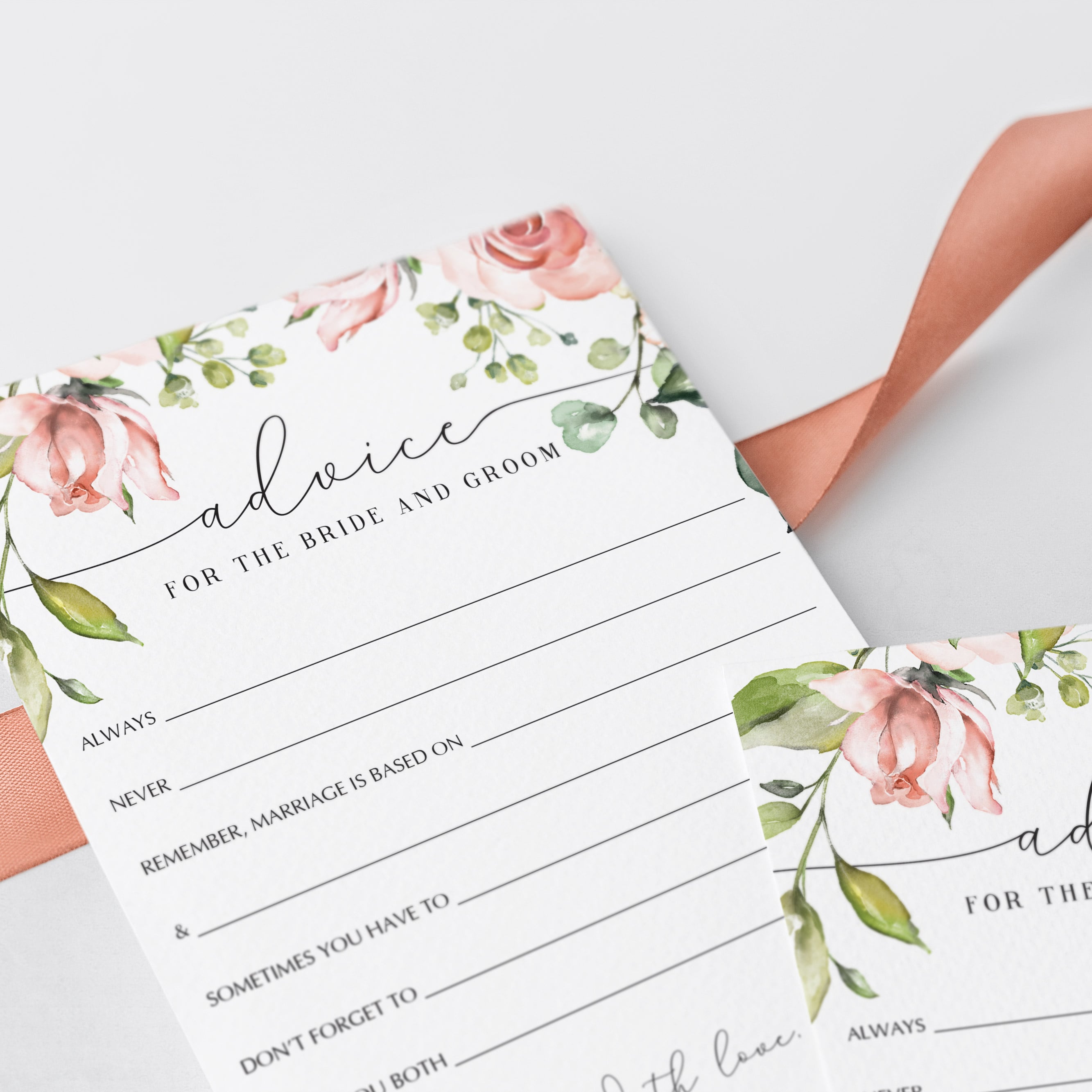 printable floral advice for the bride and groom bridal game