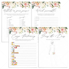 printable floral bridal shower games set by LittleSizzle
