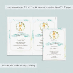 Cute Rabbit Baby Shower Invitation Template for Boy