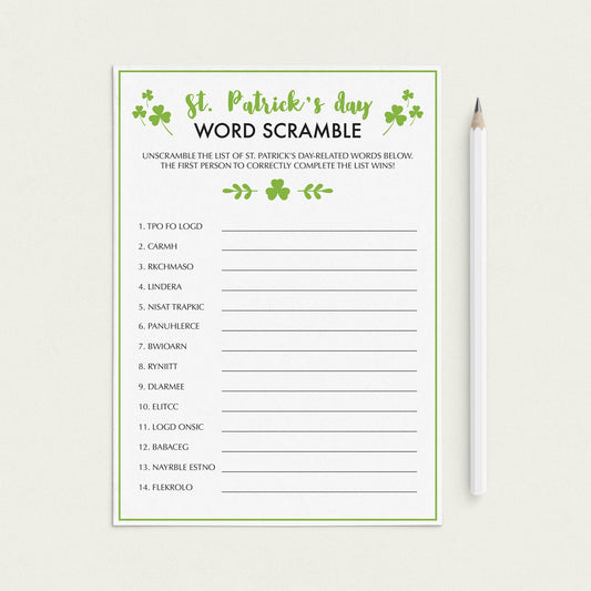 (Zoom) Saint Patrick's Day Unscramble Word Game by LittleSizzle