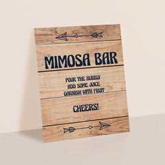 Wood Background Printable Mimosa Bar Sign