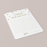 Gold Confetti Baby Shower Advice Cards