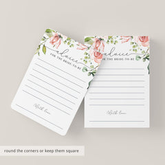 Lush Floral Bridal Shower Advice Cards Printables