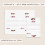 Winter Bridal Shower Advice Cards Red and Green