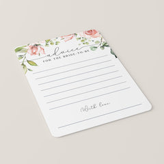 floral bridal shower advice cards printables