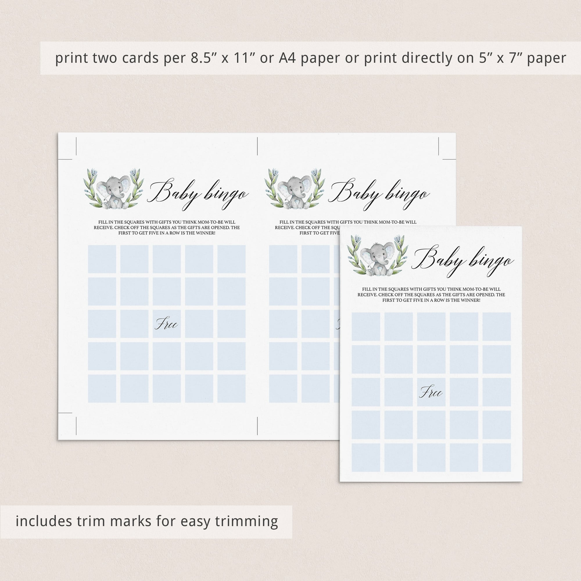Printable baby bingo cards prefilled by LittleSizzle