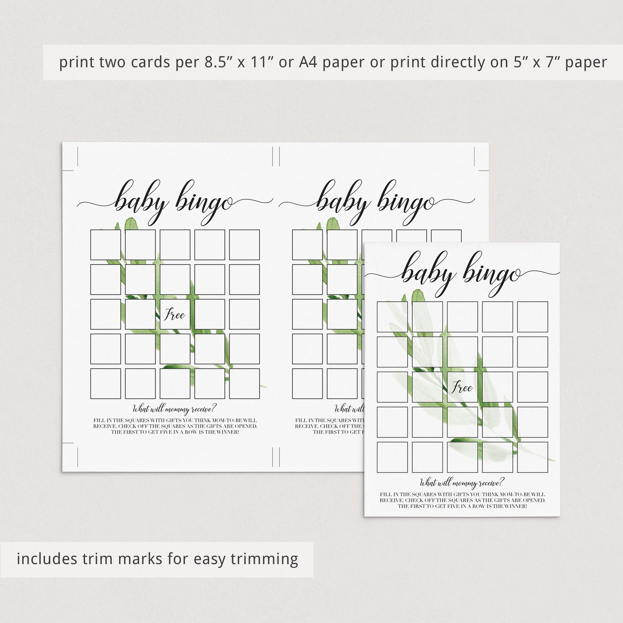 Printable blank Baby Bingo games by LittleSizzle