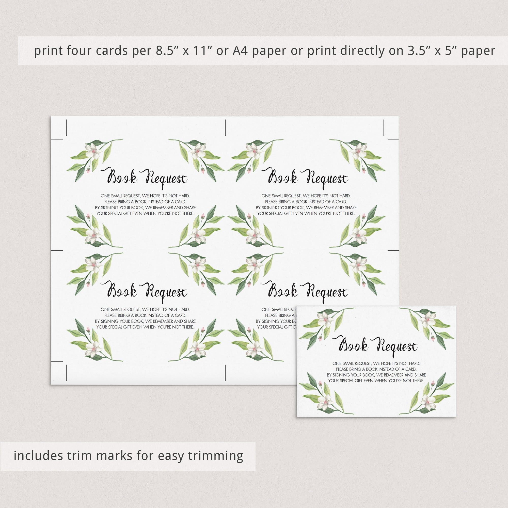 Printable books for baby card with green leaves by LittleSizzle