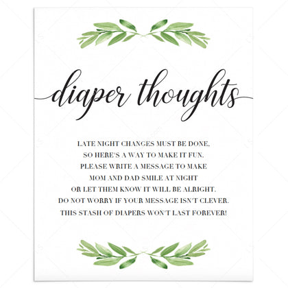 Printable Diaper Thoughts signs for baby shower | Late Night Diapers ...