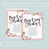 Printable pink flowers baby shower games for girls by LittleSizzle