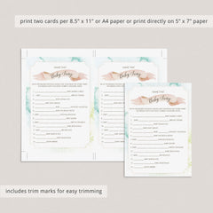 Printable Watercolor Baby Shower Games