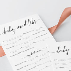 Baby mad libs game cards calligraphy font by LittleSizzle