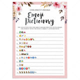 Emoji pictionary printable for girl baby shower by LittleSizzle