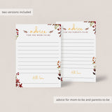 Baby shower advice cards printable autumn theme by LittleSizzle