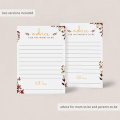 Printable baby shower advice cards fall theme by LittleSizzle