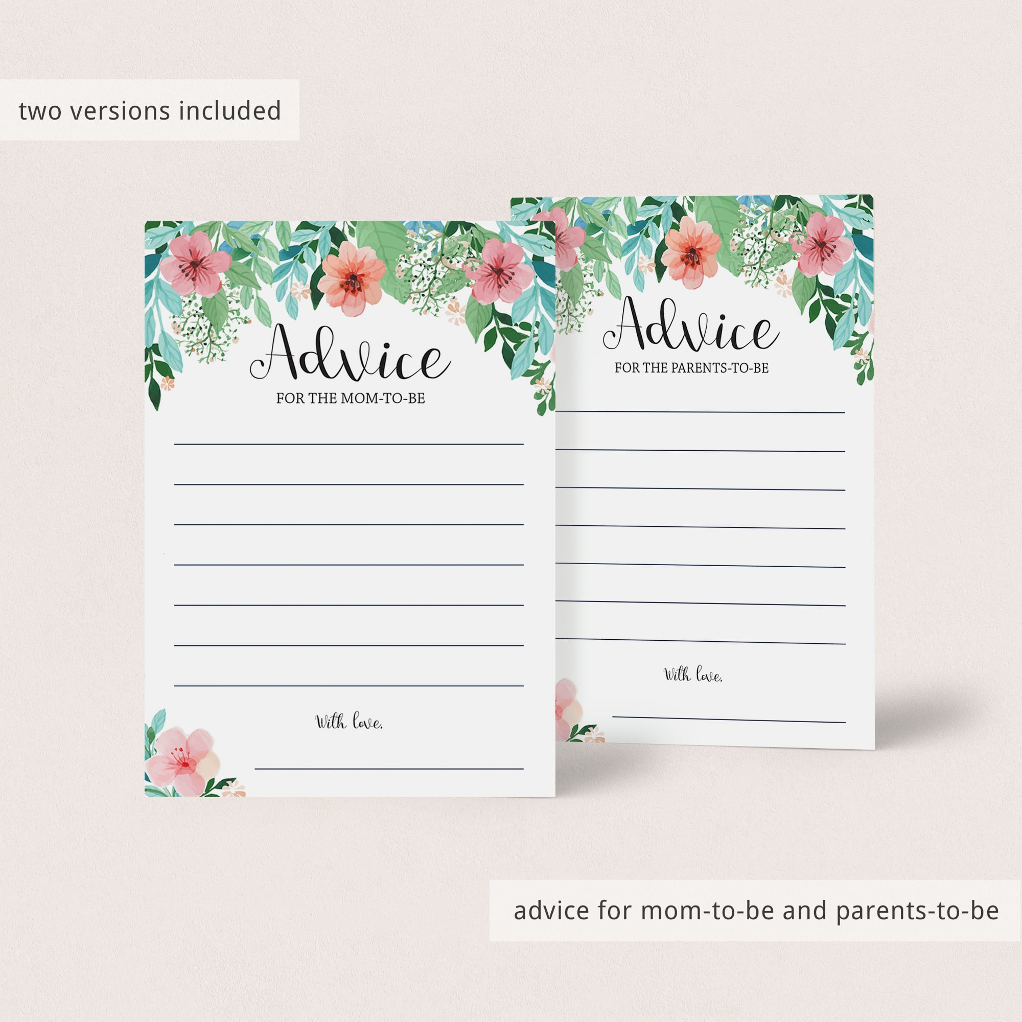 Advice cards for baby girl shower game printable by LittleSizzle