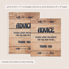 Baby Shower Advice Sign Printable Wood Background