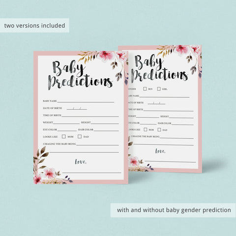 Printable Blush Baby Predictions for Girl Shower | Instant download ...