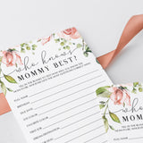 Floral baby party game printable who knows mom best by LittleSizzle