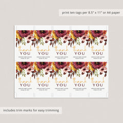 DIY gift tags fall theme burgundy floral by LittleSizzle