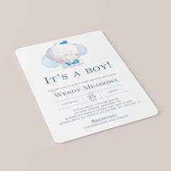 Boy Elephant Baby Shower Invitation Template Download