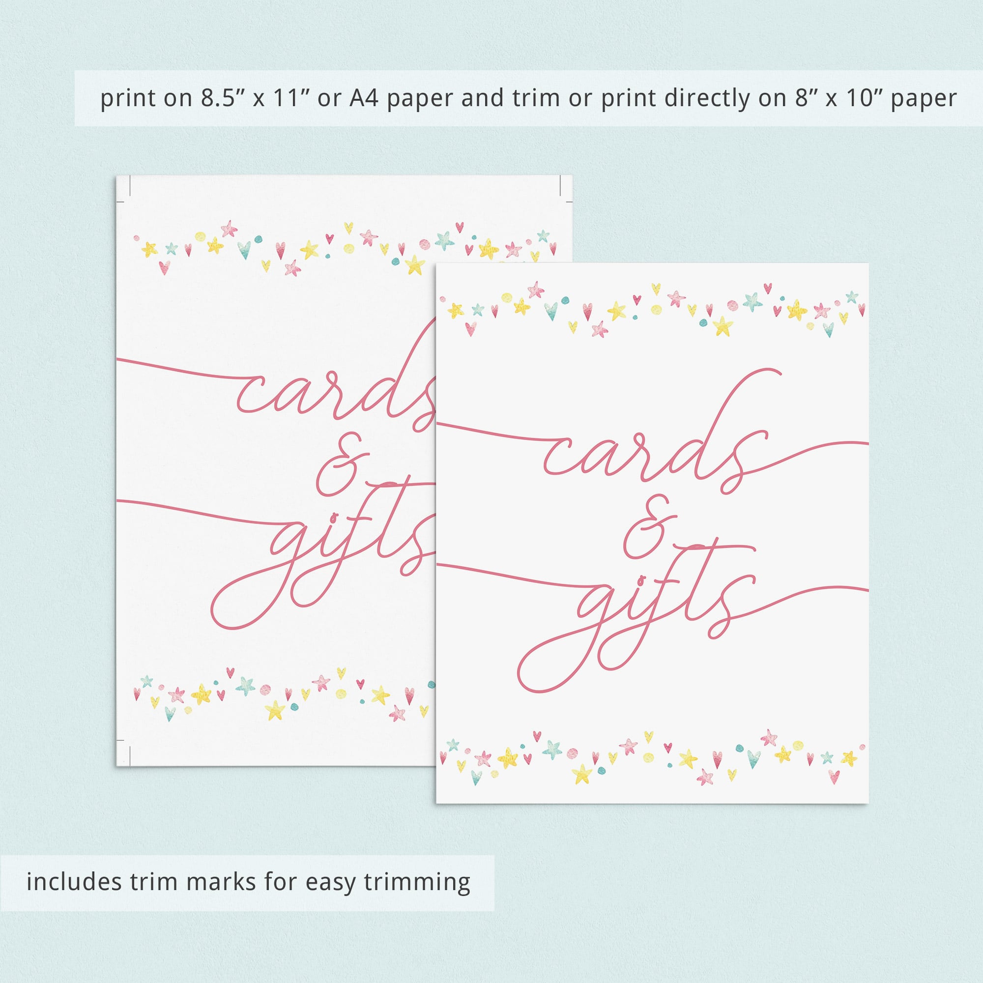 Instant download table sign for cards and gifts for girls by LittleSizzle