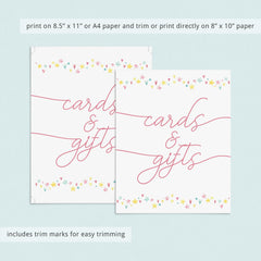 Instant download table sign for cards and gifts for girls by LittleSizzle