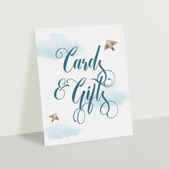 Blue Shower Decor Cards and Gifts Sign Printable