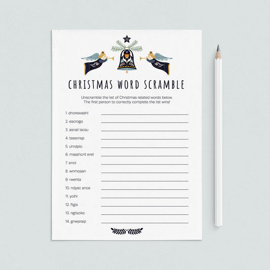 Christmas Word Scramble with Answer Key Printable by LittleSizzle