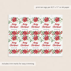 Christmas Floral Gift Tags Editable Template, Xmas Poinsettia Holiday –  Puff Paper Co