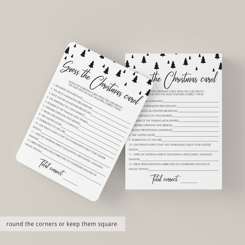 Black and White Christmas Carol Game Printable | Instant Download ...