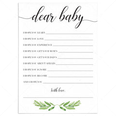 Dear Baby Wishes card printable by LittleSizzle