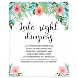 Late night diapers printable sign with pink flowers by LittleSizzle