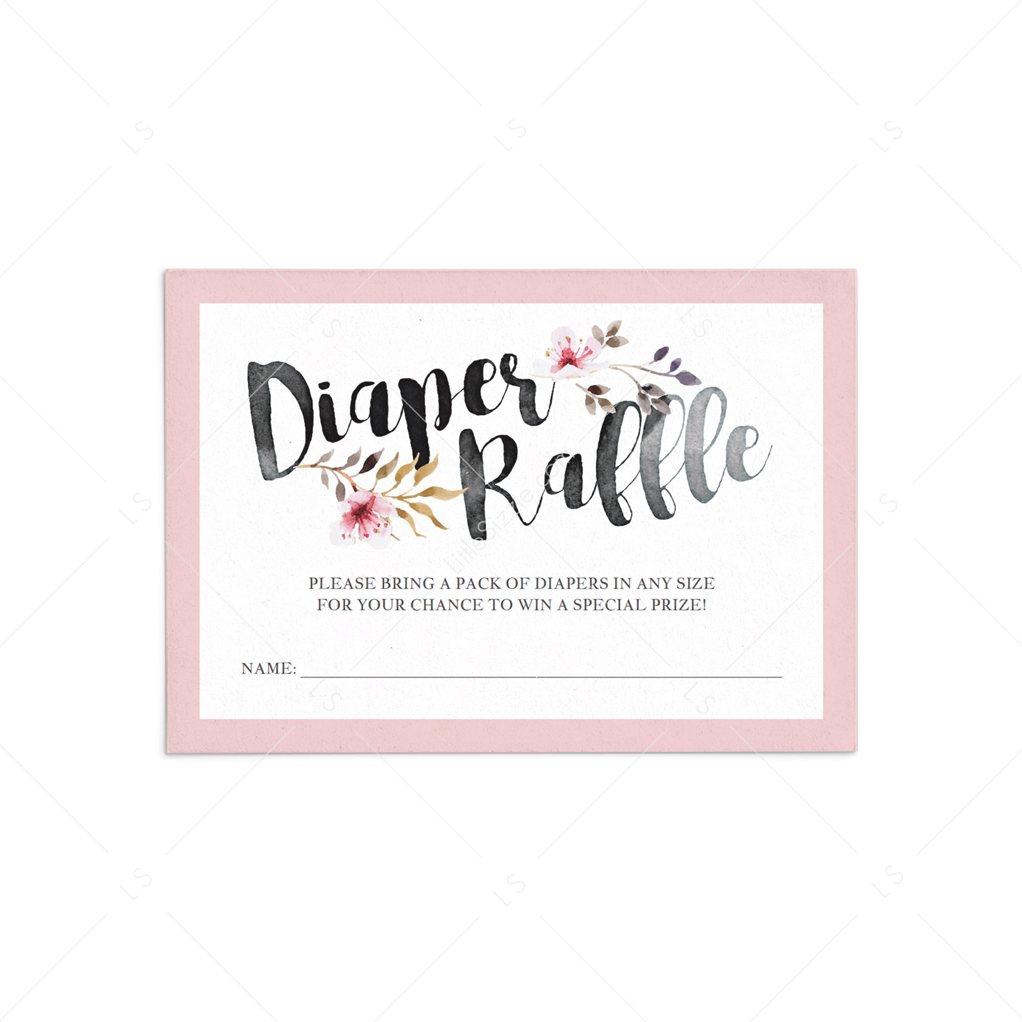 Printable pink and black diaper raffle tickets by LittleSizzle