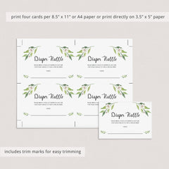 Printable green foliage diaper raffle ticket printable by LittleSizzle