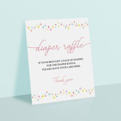 Girl sprinkle table sign for diaper raffle tickets printable by LittleSizzle