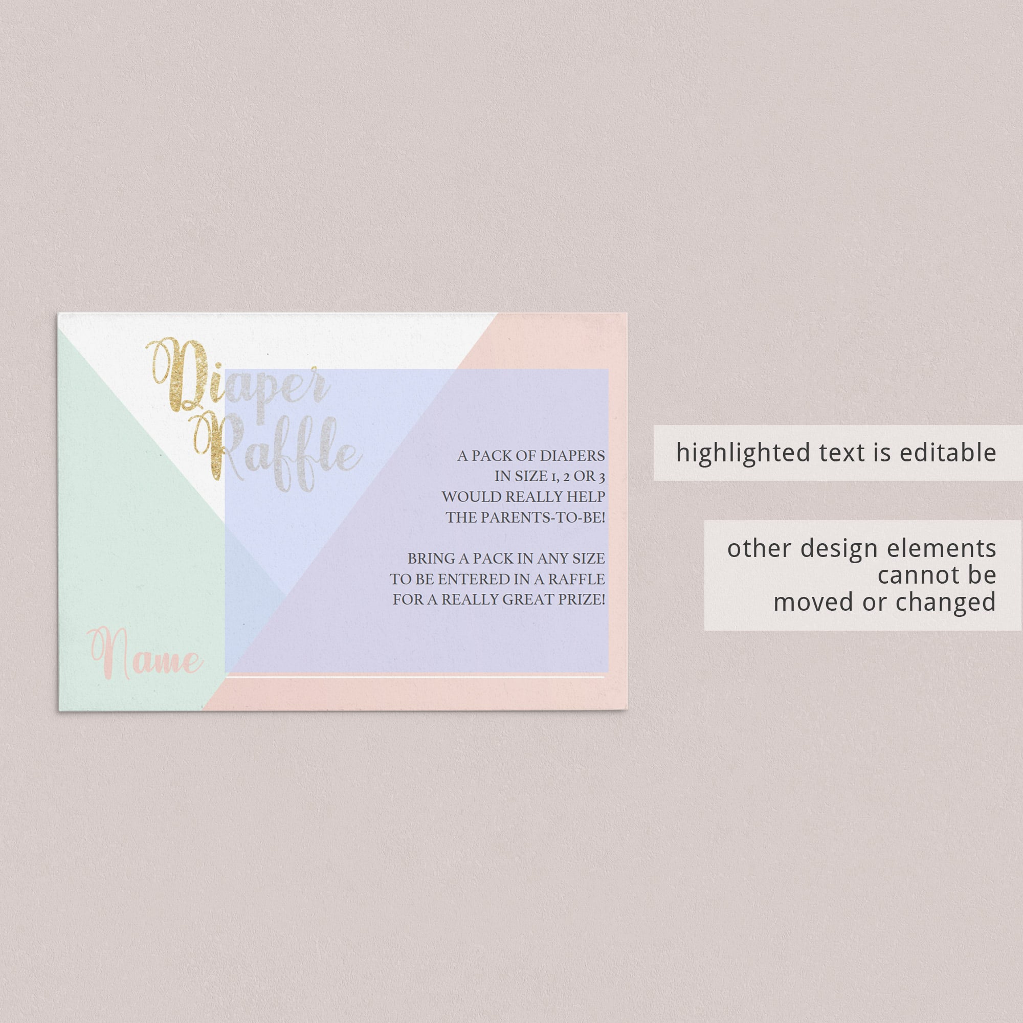 Editable Diaper Raffle Printable Pink and Gold Glitter by LittleSizzle