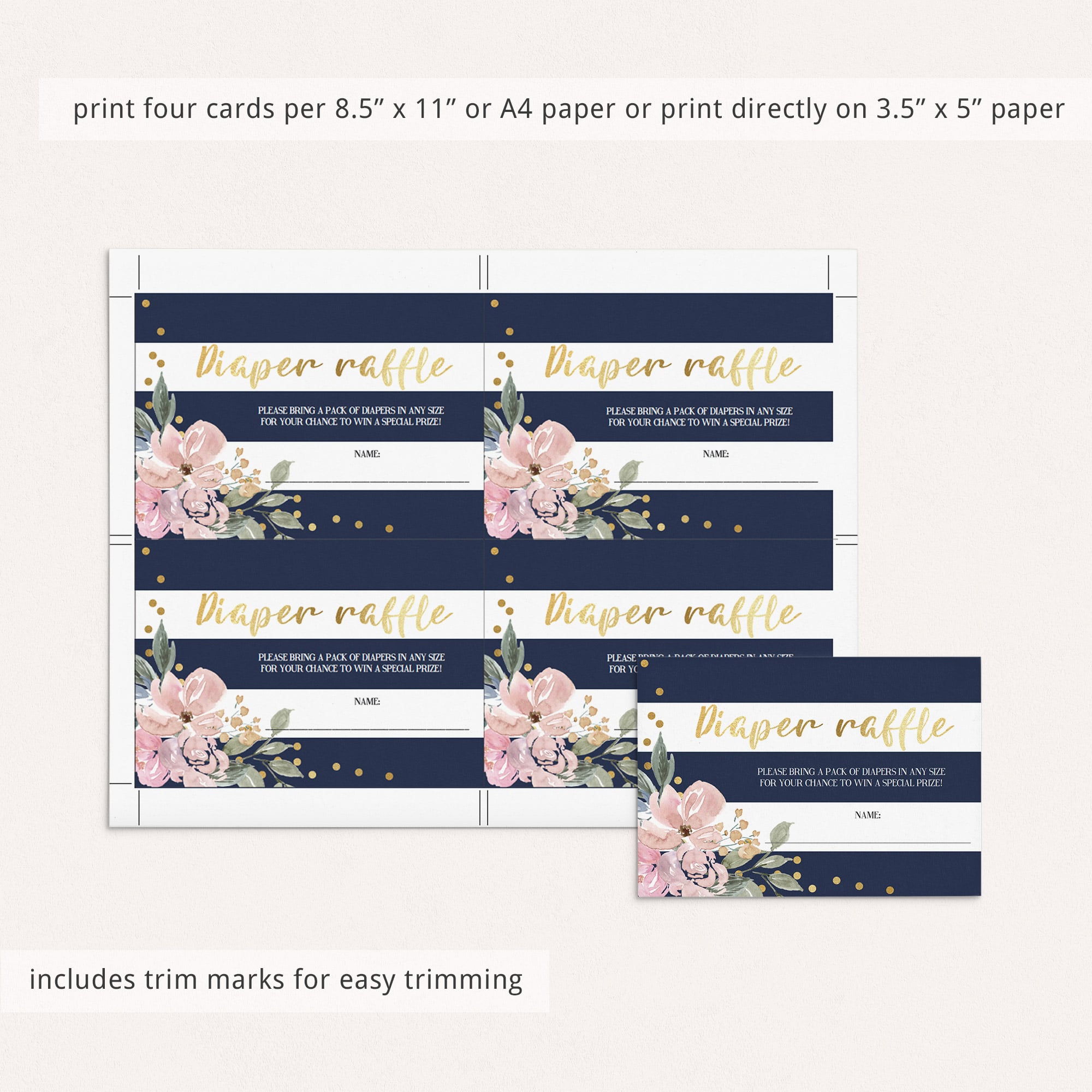 Pink and gold floral stripes baby shower invitation inserts printable by LittleSizzle