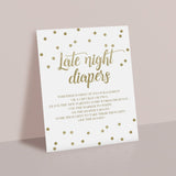Printable late night diapers game for neutral shower by LittleSizzle